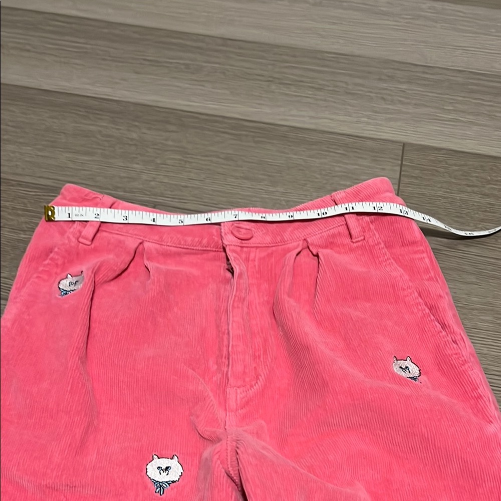 Lazy Oaf Pink Corduroy Cat Embroidered Pants - Picture 6 of 9